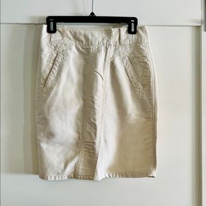 LOFT ivory canvas side zipper skirt